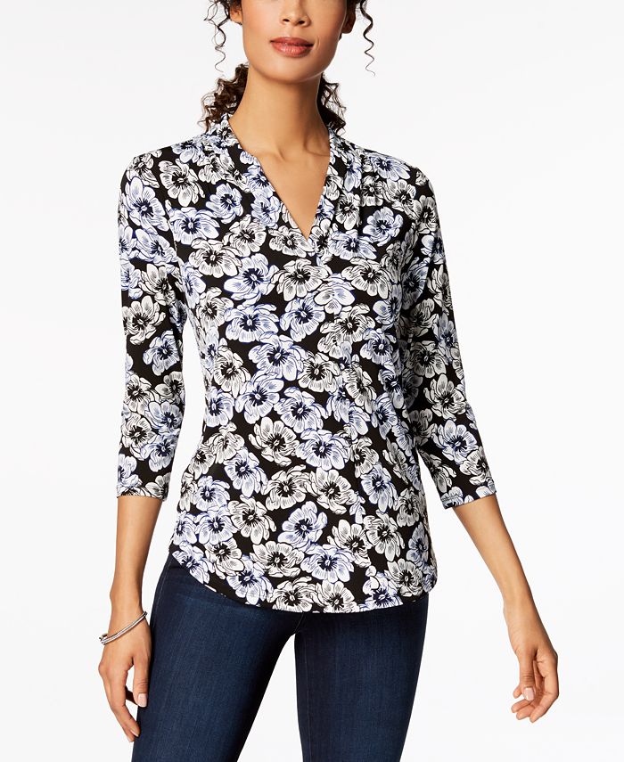 Charter Club Petite Floral-Print Top, Created for Macy's & Reviews ...
