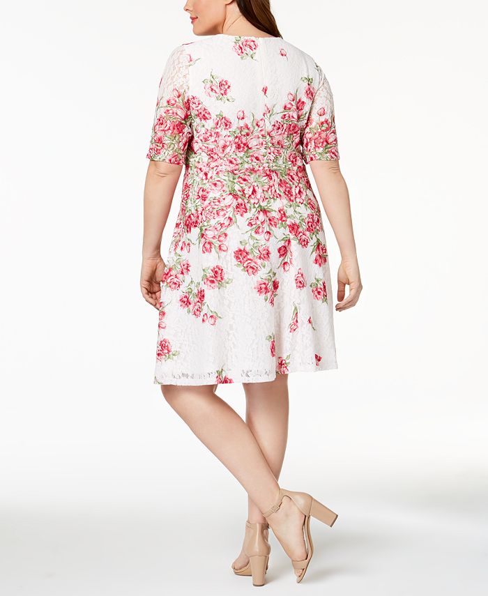 Charter Club Plus Size Floral-Print Lace Dress, Created for Macy's ...