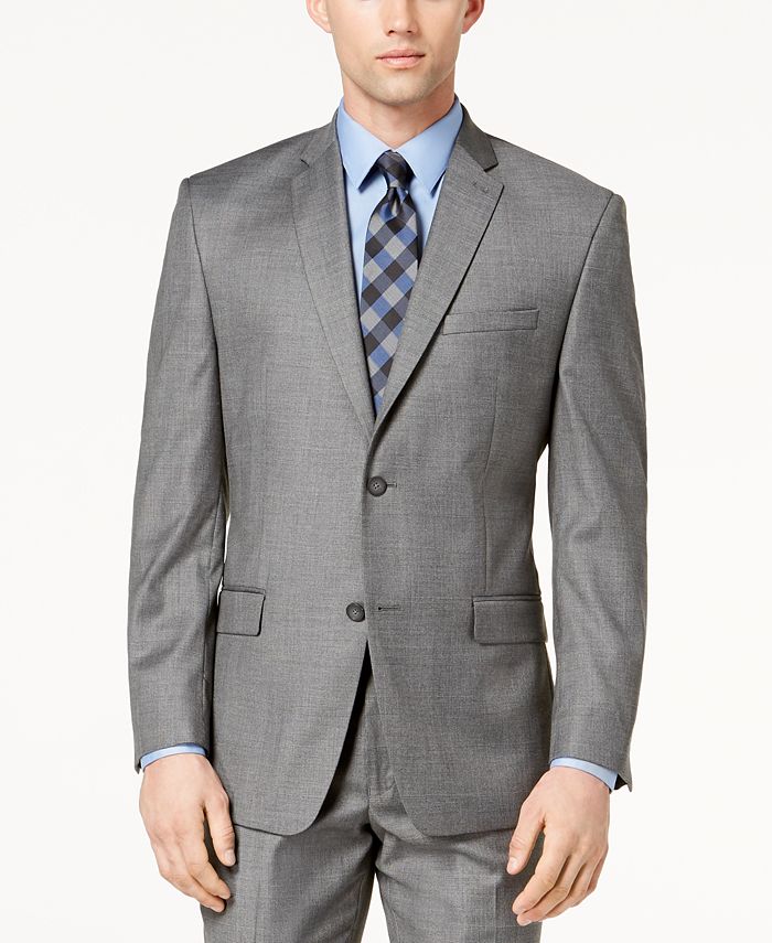 Marc New York by Andrew Marc Men's Classic-Fit Stretch Gray Glen Plaid ...