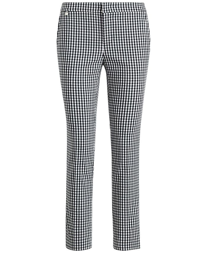 Vintage Lauren Ralph Lauren Gingham Pants Navy Blue White Check US Size 10 Cotton
