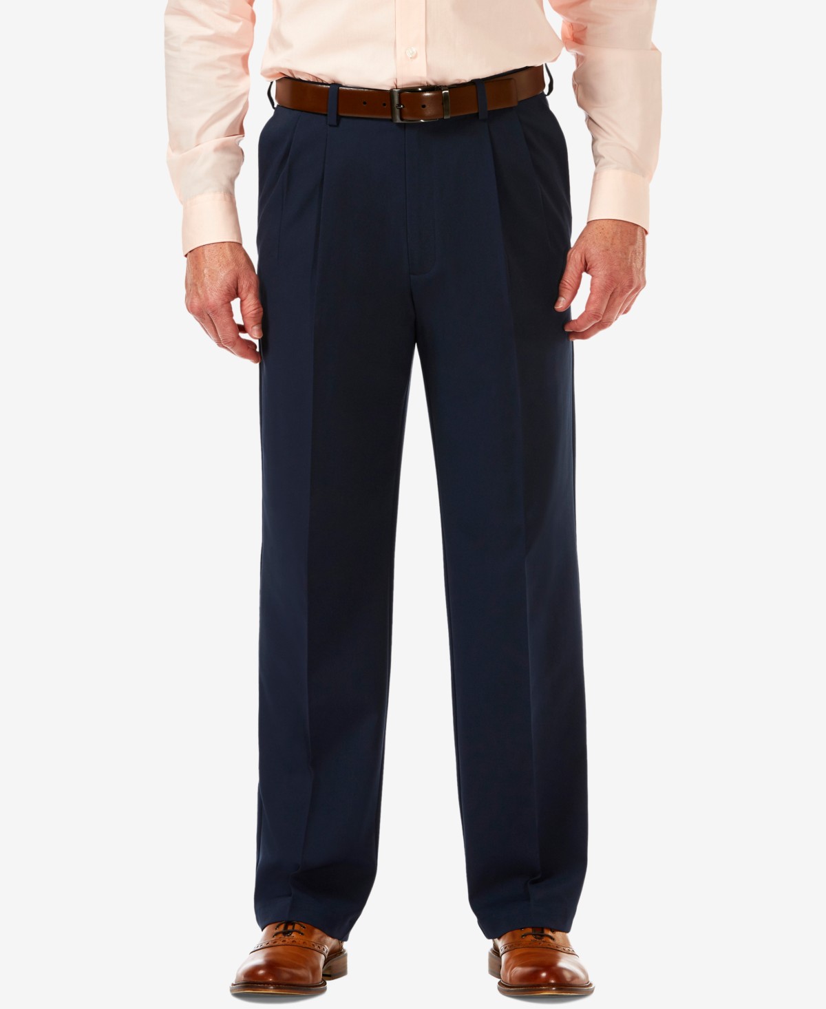 Мужские платья Haggar Men's Cool 18 PRO Classic-Fit Expandable Waist Pleated Stretch Dress Pants — фото 1