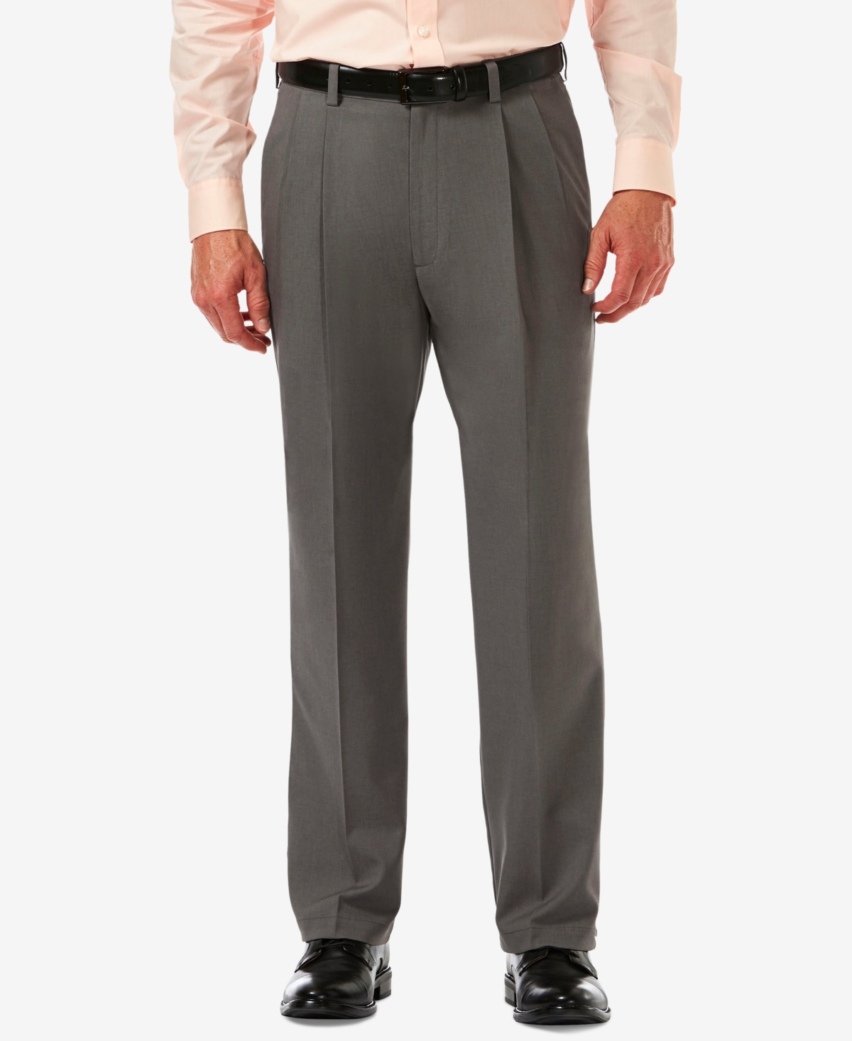 Men's Cool 18 Pro Classic-Fit Expandable Waist Pleated Stretch Dress Pants - Dark Heather Grey