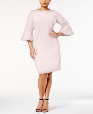 Size calvin klein long bell sleeve sheath dress plus size