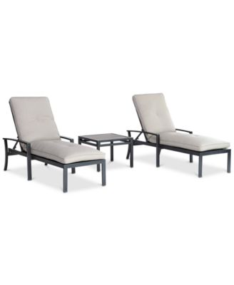 Marlough II Outdoor Aluminum 3-Pc. Chaise Set (2 Chaise Lounges and 1 End Table), Created for Macy's