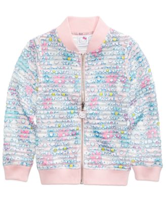 Hello Kitty - Printed Shadow-Stripe Scuba Bomber Jacket, Little Girls