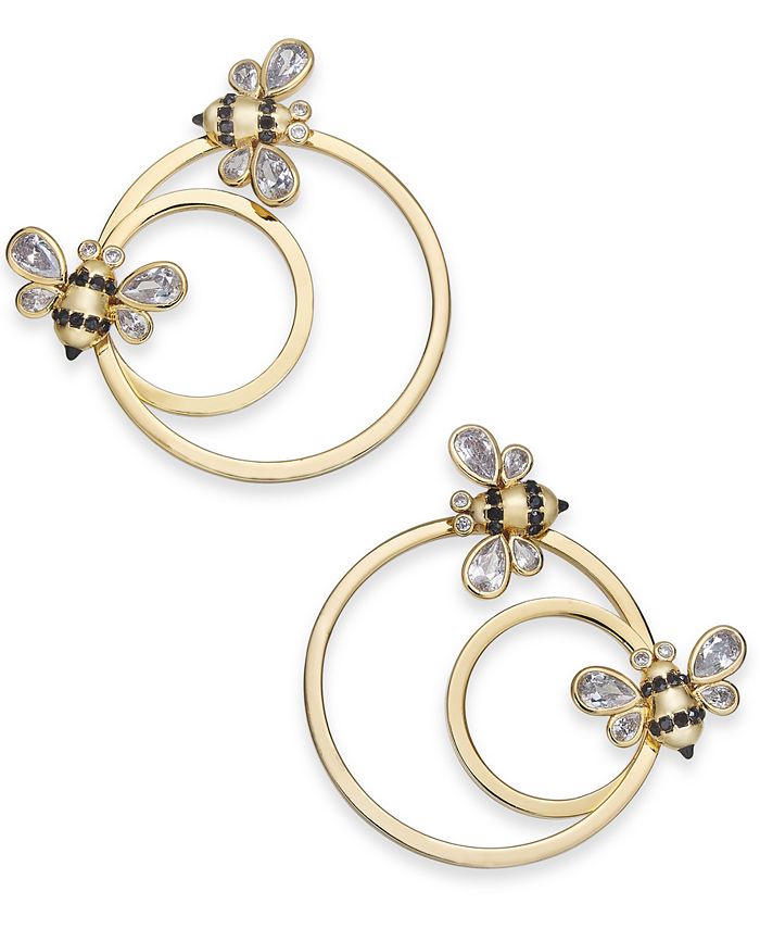 kate spade new york 14k Gold-Plated Enamel Bee Hoop Stud Earrings & Reviews  - Fashion Jewelry - Jewelry & Watches - Macy's