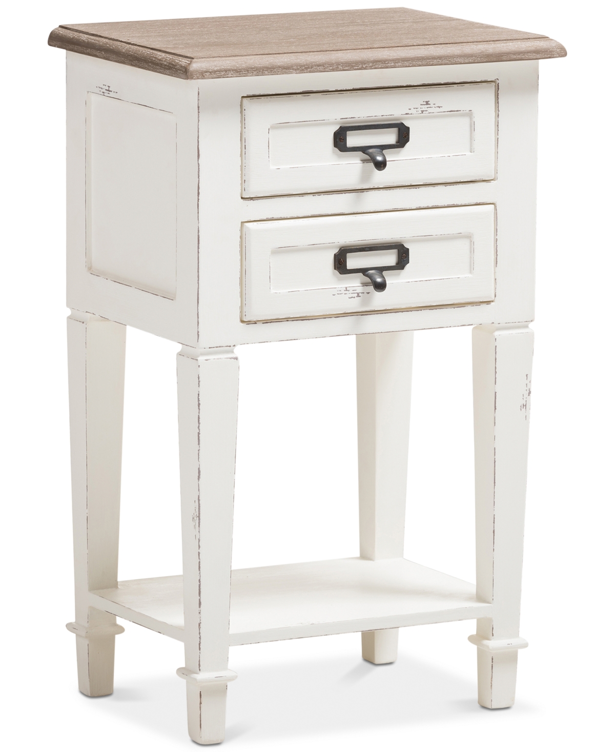 Macy's Dauphine 2-drawer Nightstand In White,natural