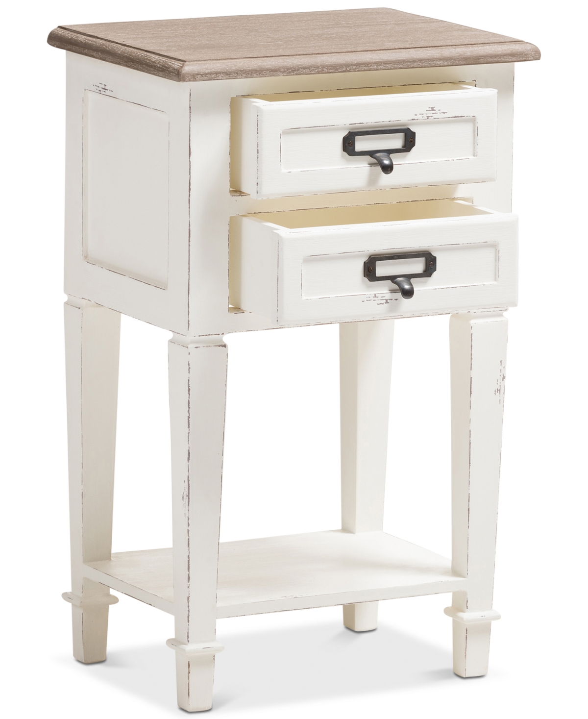 Macy's Dauphine 2-drawer Nightstand In White,natural