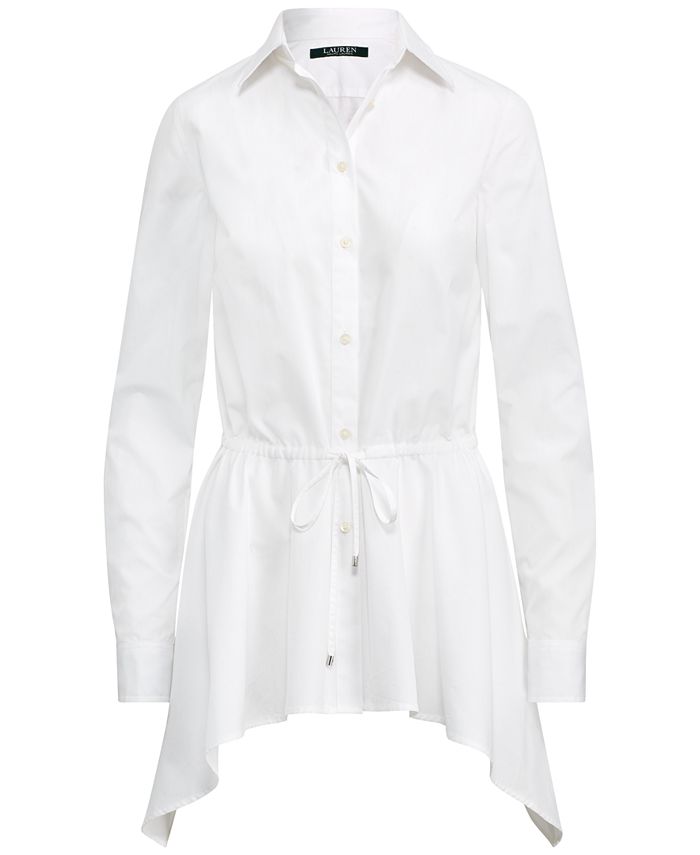 Lauren Ralph Lauren Fit & Flare Elongated Cotton Shirt - Macy's
