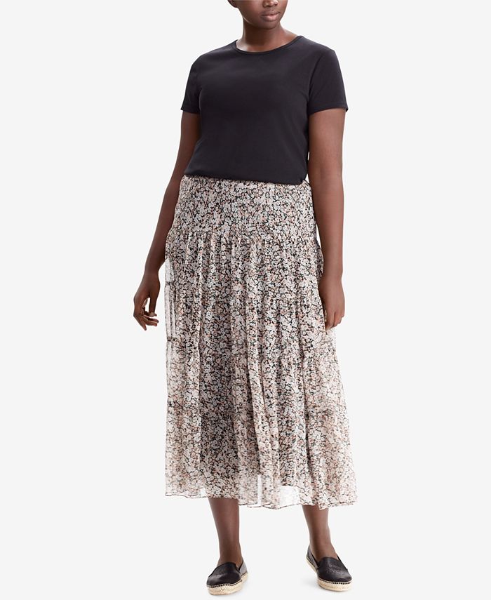 Lauren Ralph Lauren Plus Size Floral-Print Maxiskirt - Macy's