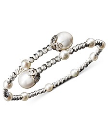 Pearl Bracelet, Sterling Silver Cultured Freshwater Pearl (4-1/2mm and 8-1/2mm) Sparkle Bead Cuff Bracelet