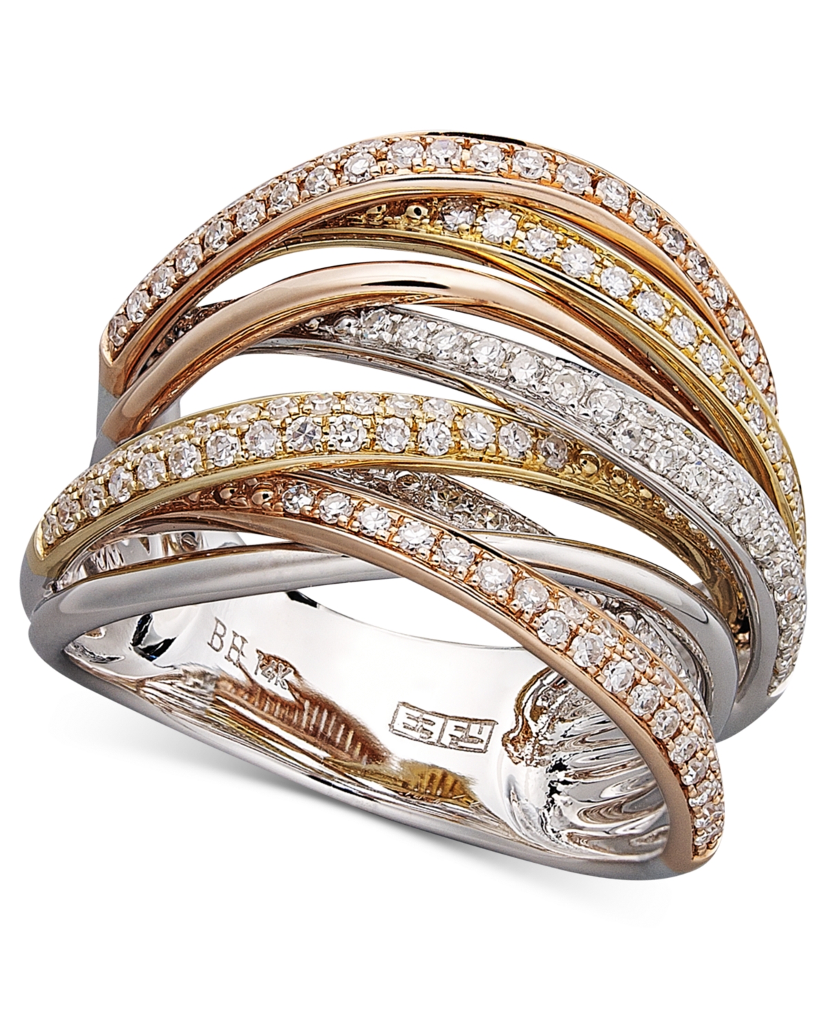 Effy Collection Effy Diamond Overlap Ring (3/4 ct. t.w.) in Tri Color Gold