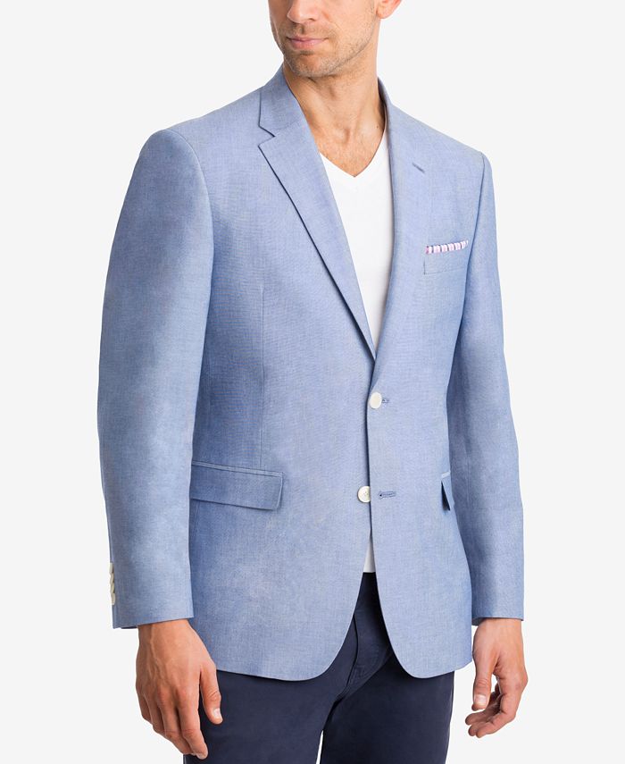 Lauren Ralph Lauren Closeout Mens Classic Fit Light Blue Chambray Ultraflex Sport Coat Macys 