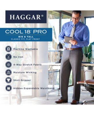 Men's Big & Tall Cool 18&reg; PRO Classic-Fit Expandable Waist Flat Front Stretch Dress Pants