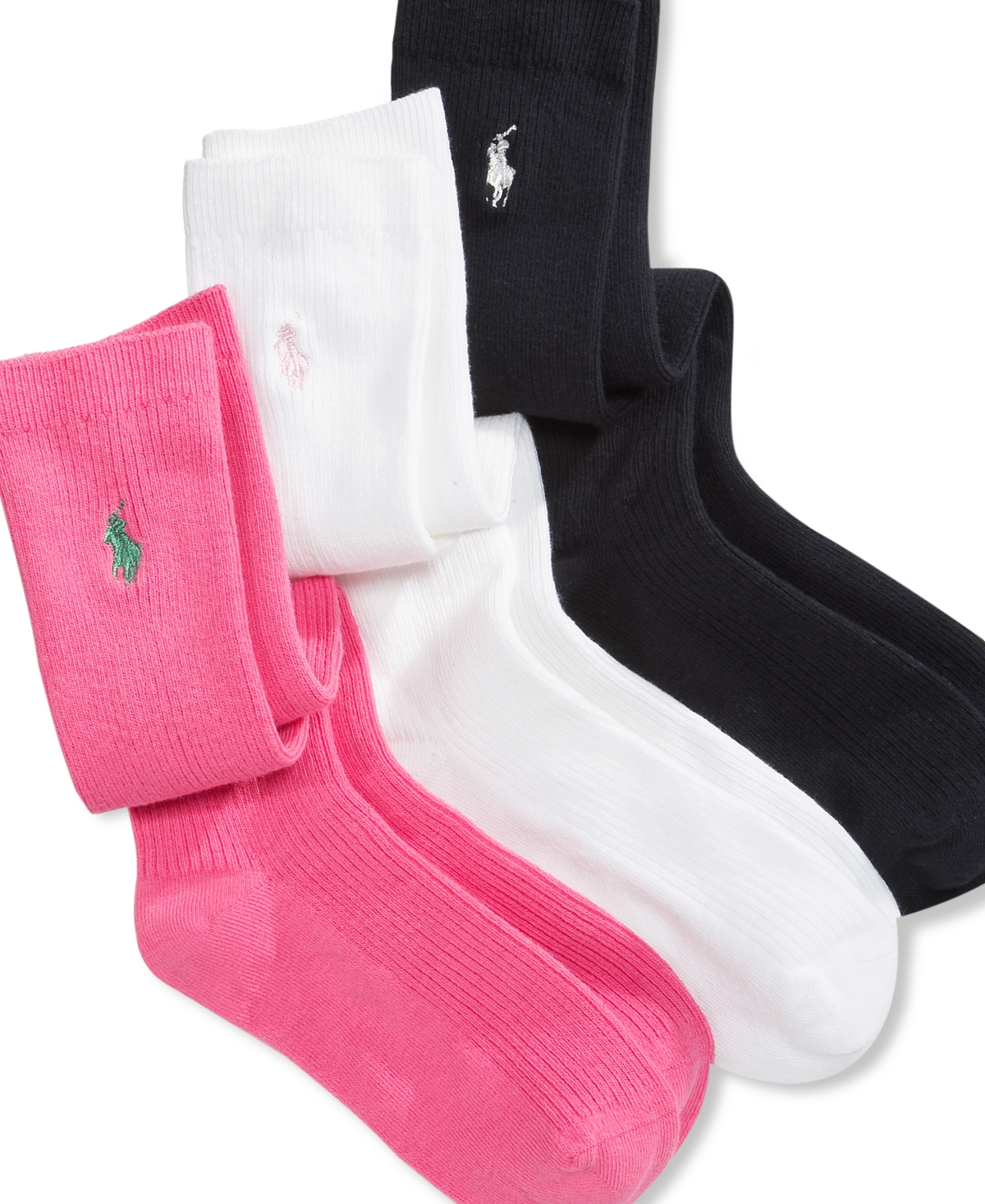 Ralph Lauren Kids' Polo  3 Pack Knee High Socks, Little Girls & Big Girls In Navy,white,pink