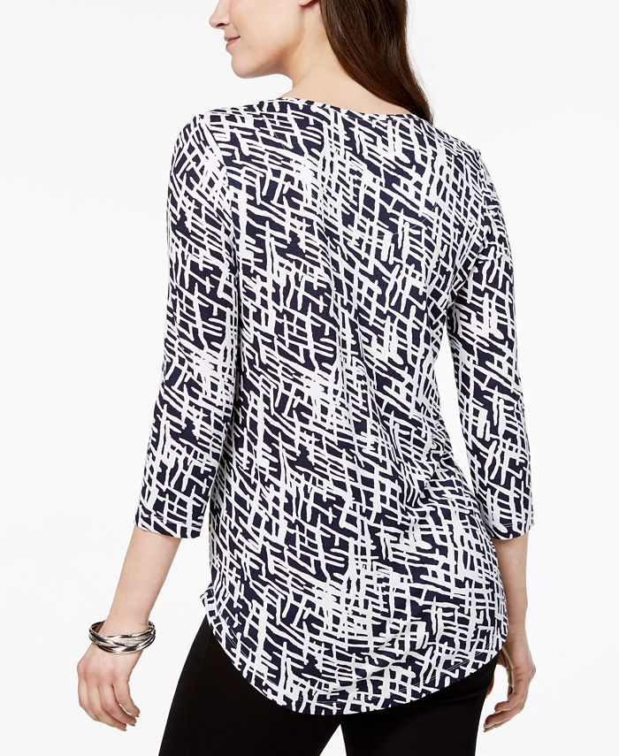 JM Collection Petite Printed ShirttailHem Top, Created for Macy's Macy's