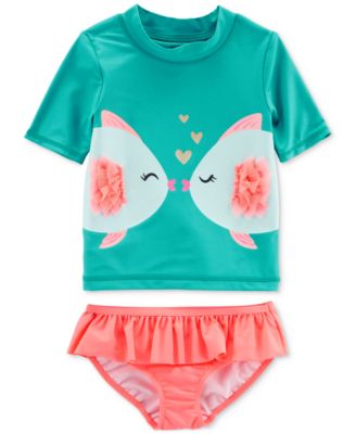 Carter's 2pc Toddler Girl Blue Fish Swim Set