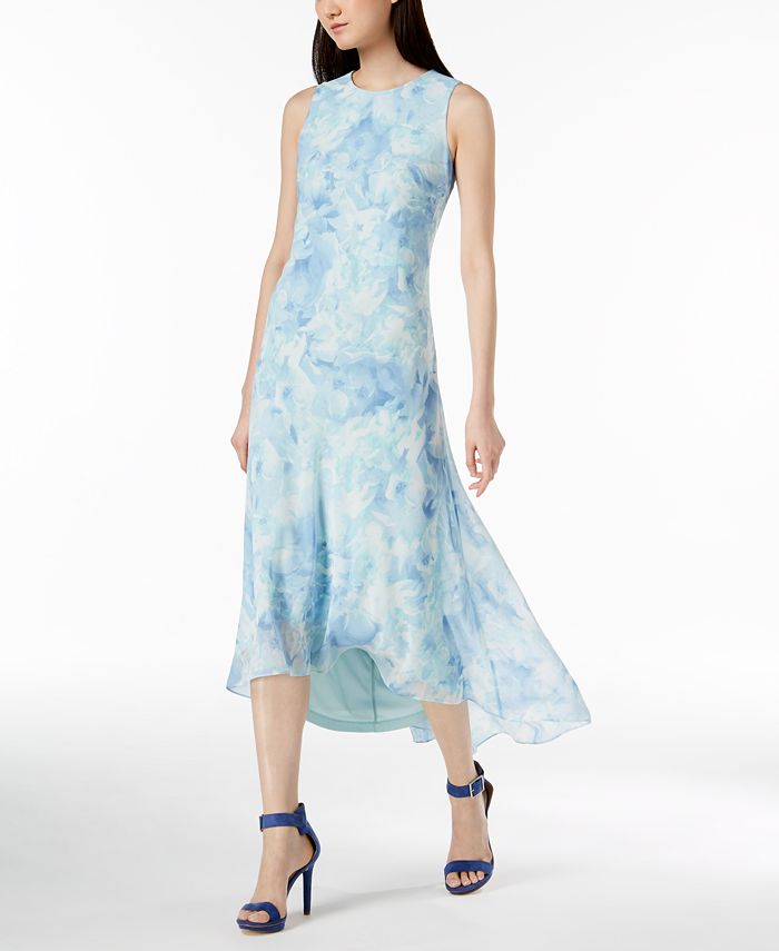 Calvin klein floral print high low dress new arrivals