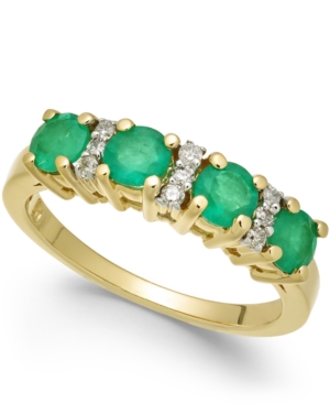 image of Emerald (1-1/5 ct. t.w.) & Diamond Ring (1/10 ct. t.w.) in 14k Gold