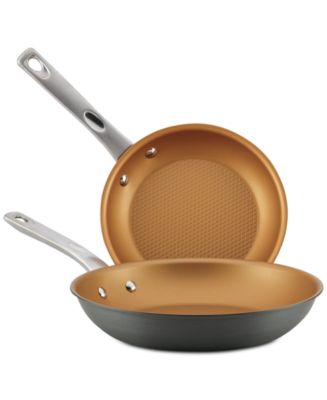 Ayesha Curry Home Collection Porcelain Enamel Nonstick Skillet Twin Pack, Brown Sugar
