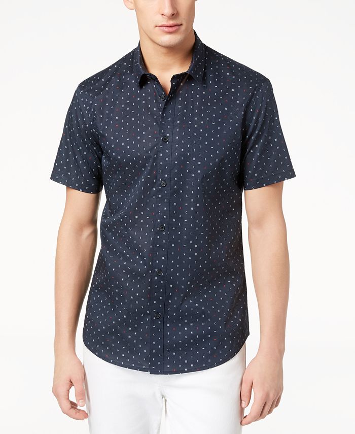 A|X Armani Exchange Men's Letter Print Shirt, Created for Macy's - Macy's