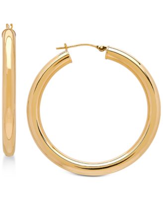 Macy's Polished Hoop Earrings in 14k Gold, 1 1/2 inch - Macy's