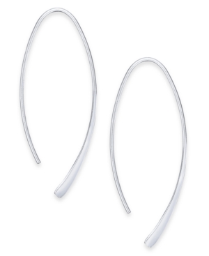 image of Essentials Large Silver Plated Polished Wire Threader Earrings