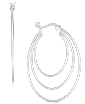 image of Essentials Medium Silver Plated Triple Medium Hoop Earrings