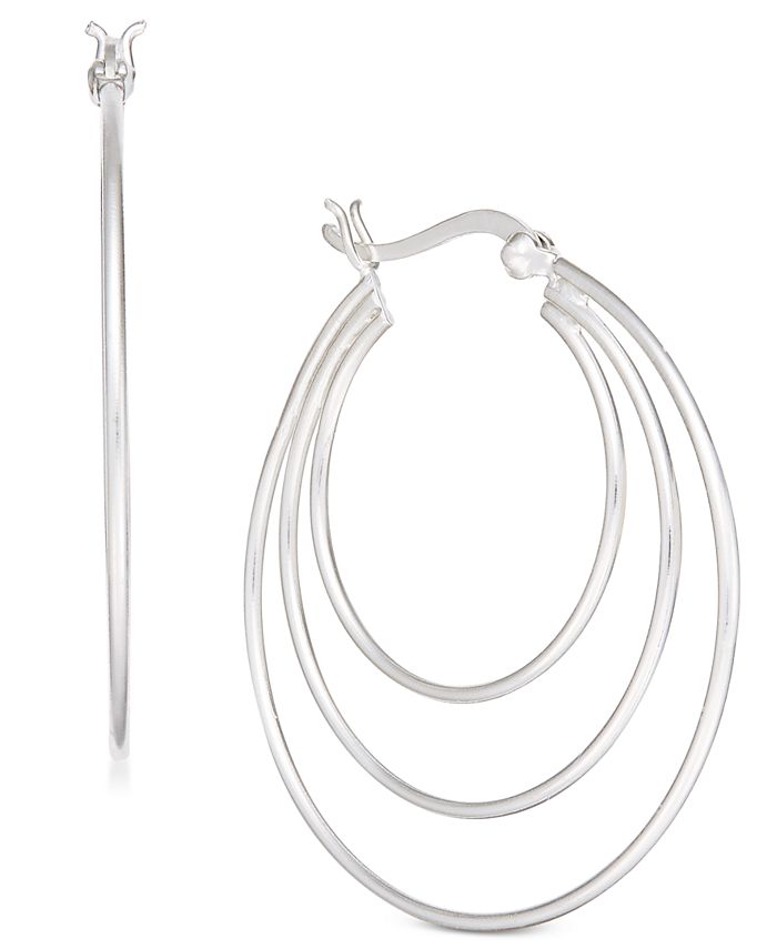 Essentials - Triple Hoop Earrings in Fine Silver-Plate