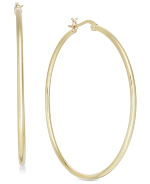 image of Essentials Large Gold Plated Polished Large Hoop Earrings