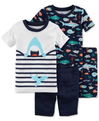 Carter's - 4-Pc. Shark-Print Cotton Pajama Set, Baby Boys