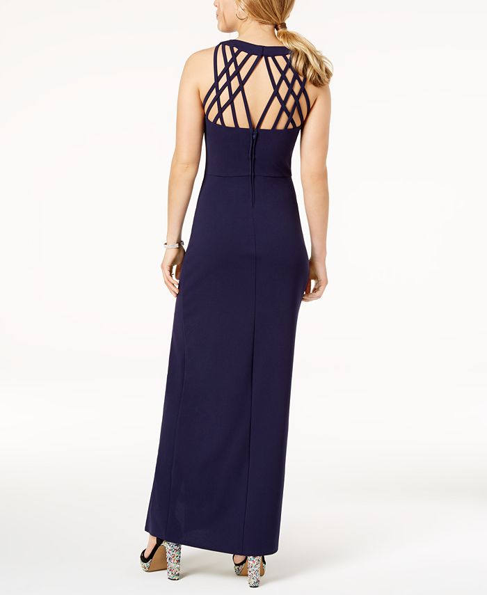 Speechless Juniors' Illusion Strappy-Back Gown, Created for Macy's - Macy's
