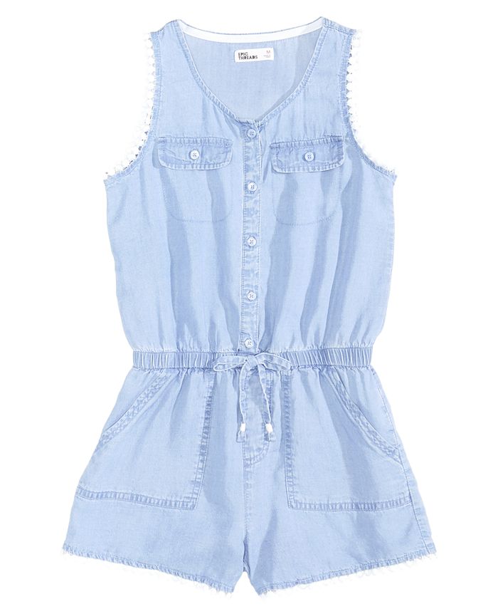 Epic Threads Chambray Romper, Big Girls, Created for Macy's - Macy's
