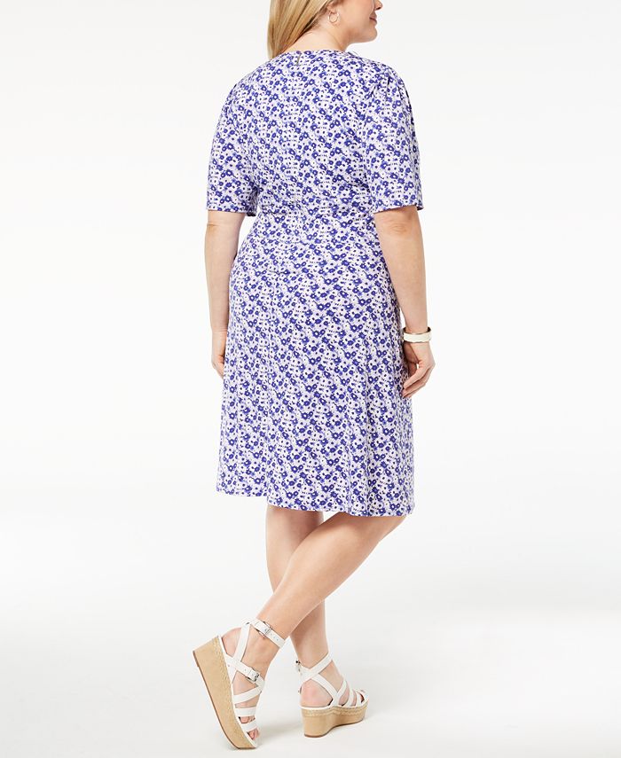 Michael Kors Plus Size Floral-Print Fit & Flare Dress - Macy's