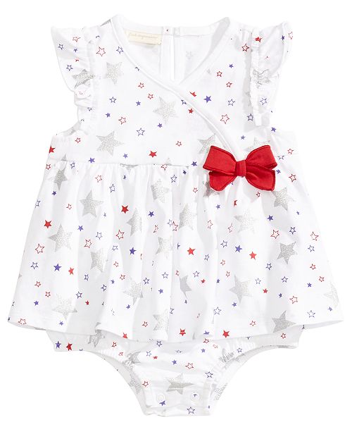 First Impressions Star Print Cotton Skirted Romper Baby Girls
