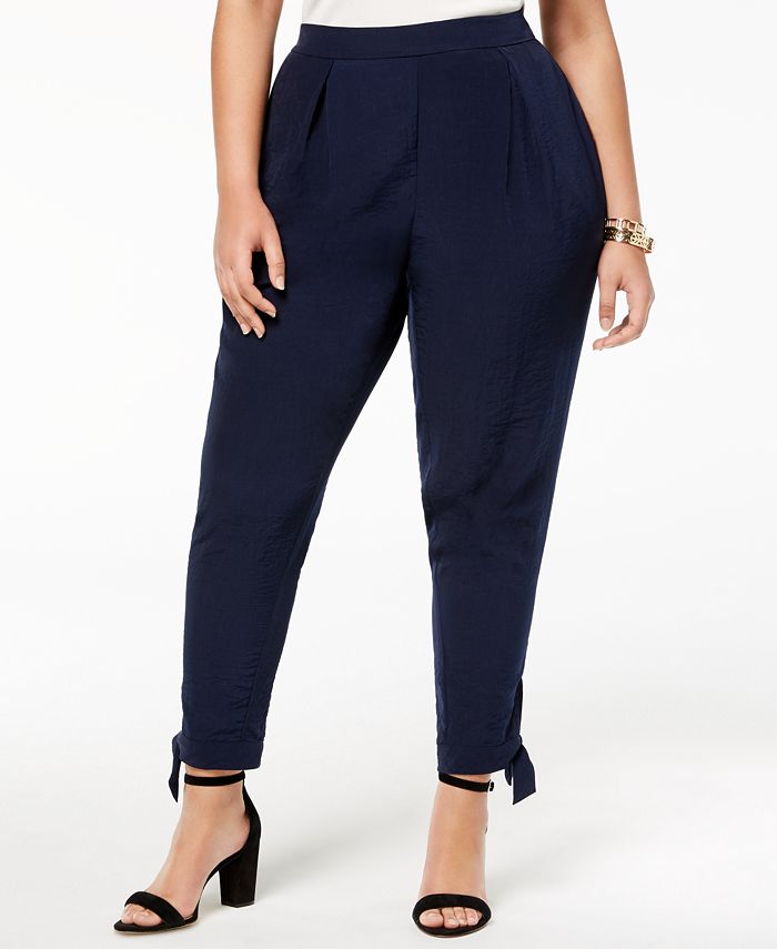 NY Collection Plus Size Tie-Hem Slim-Leg Pants - Macy's