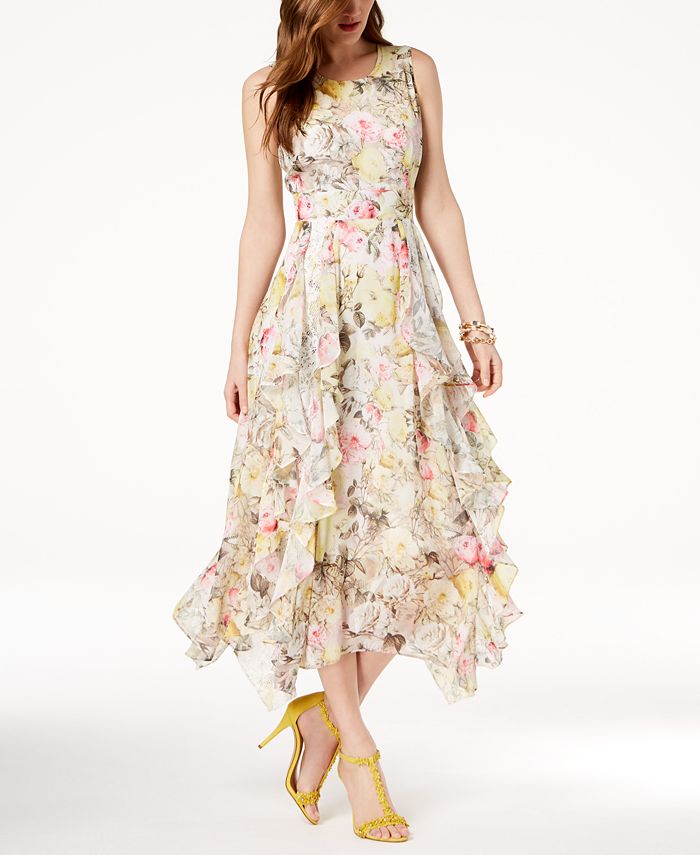 INC International Concepts I.N.C. Ruffled Lace-Trim Maxi Dress, Created ...