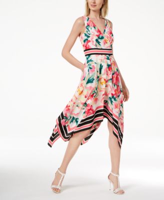 petite handkerchief hem dress
