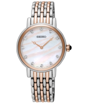 image of Seiko Women-s Crystal Two-Tone Stainless Steel Bracelet Watch 29.4mm, Created for Macy-s