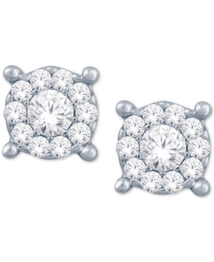 image of Diamond Halo Cluster Stud Earrings (1/10 ct. t.w.) in 10k White Gold