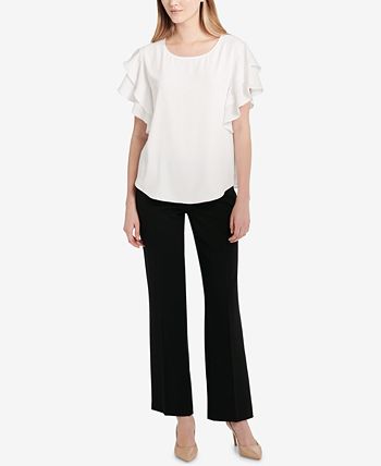 Calvin Klein Flutter-Sleeve Blouse - Macy's