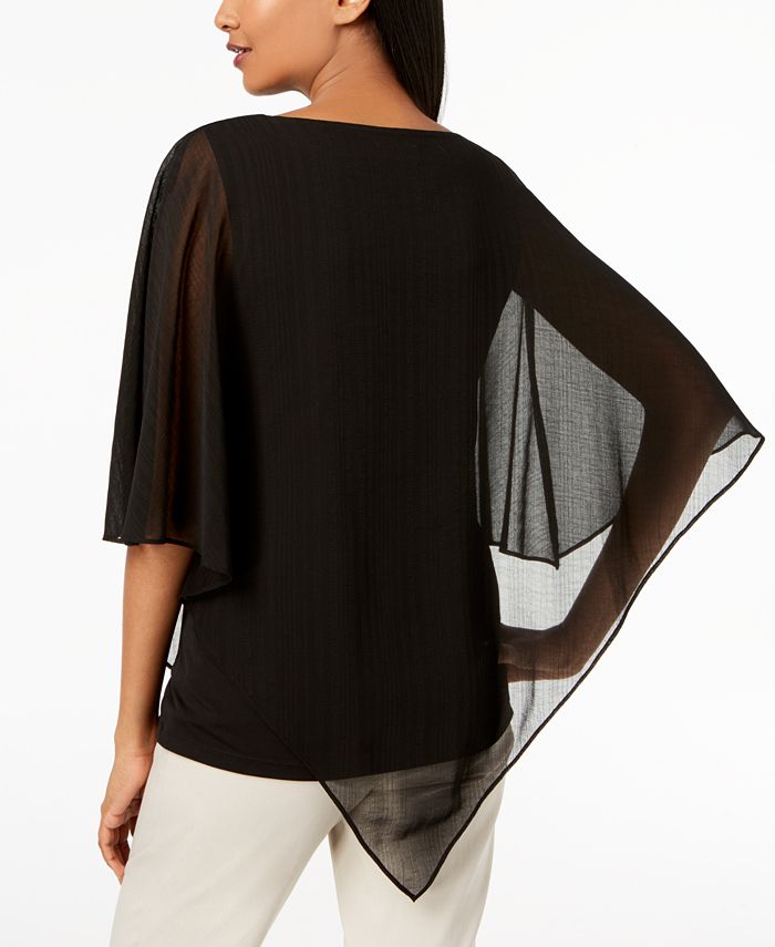 JM Collection Layered-Look Chiffon Poncho Top, Created for Macy's - Macy's