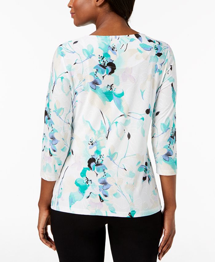 Jm Collection Women's Petite Printed Jacquard Top