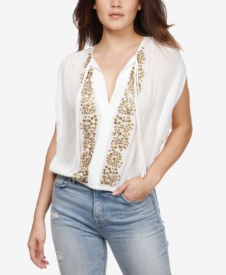 Lucky Brand - Embellished Peasant Top