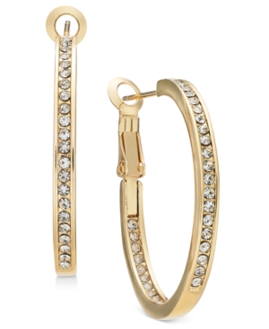 image of Essentials Medium Crystal Inside Out Medium Hoop in Fine Silver Plate Earrings