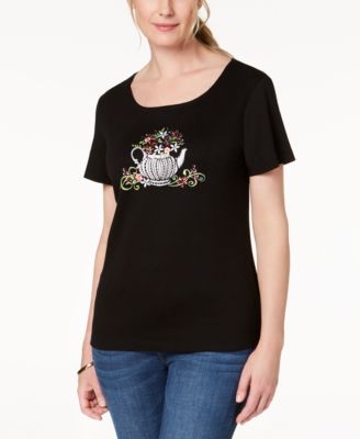 Karen Scott - Cotton Tea-Pot Graphic T-Shirt