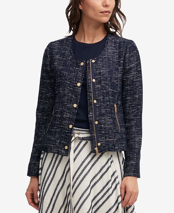 DKNY Collarless Tweed Jacket & Reviews - Jackets & Blazers - Women - Macy's