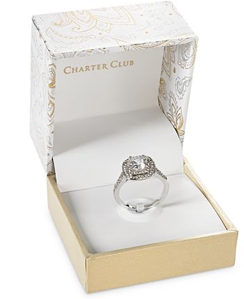 Charter Club - Double Halo Crystal Center Ring