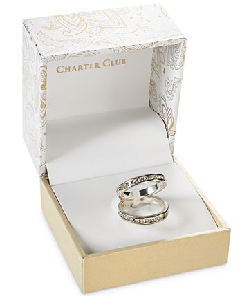 Charter Club Jewelry Ring Blue and Rhinestones Silver tone