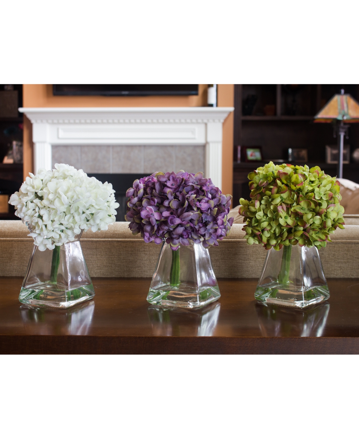 NEARLY NATURAL 3-PC. HYDRANGEA SET WITH VASES 